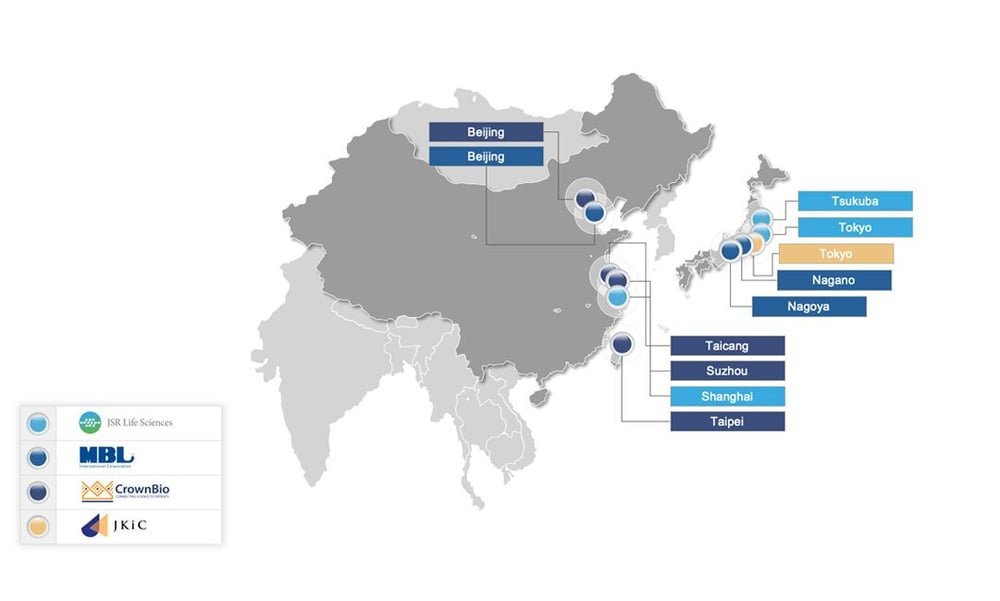 JSR Life Sciences Member Company Asia Map 2020JUN01