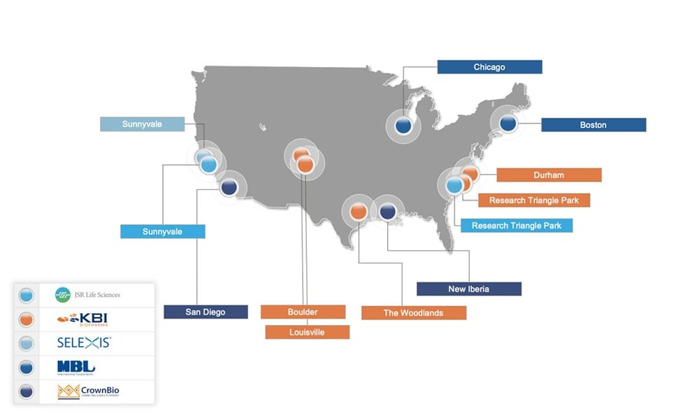 JSR Life Sciences Member Company US Map 2020JUN01